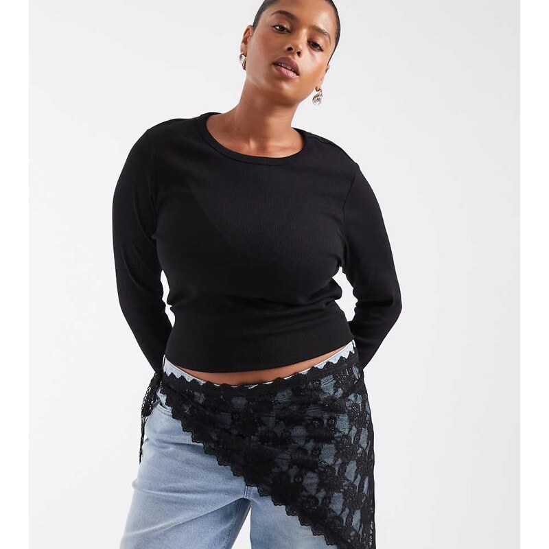 ONLY Curve waist lace scarf in black