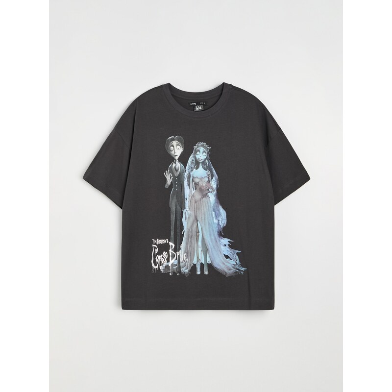 Sinsay - Bavlněná košilka s potiskem Tim Burton’s Corpse Bride -