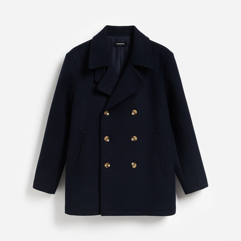 Reserved - MEN`S COAT - tmavomodrá