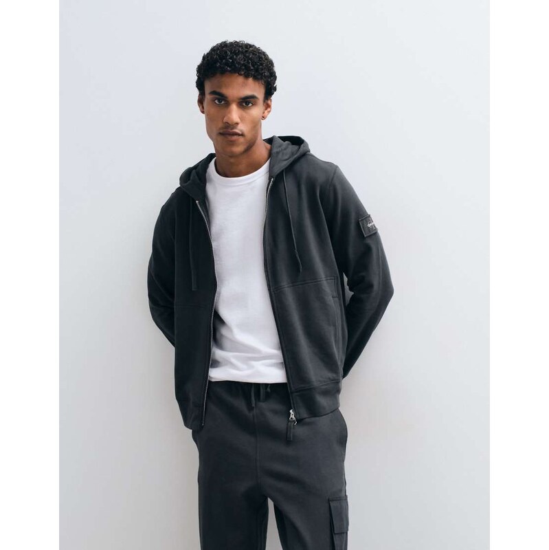 Calvin Klein Jeans Terry Badge zip up hoodie in black
