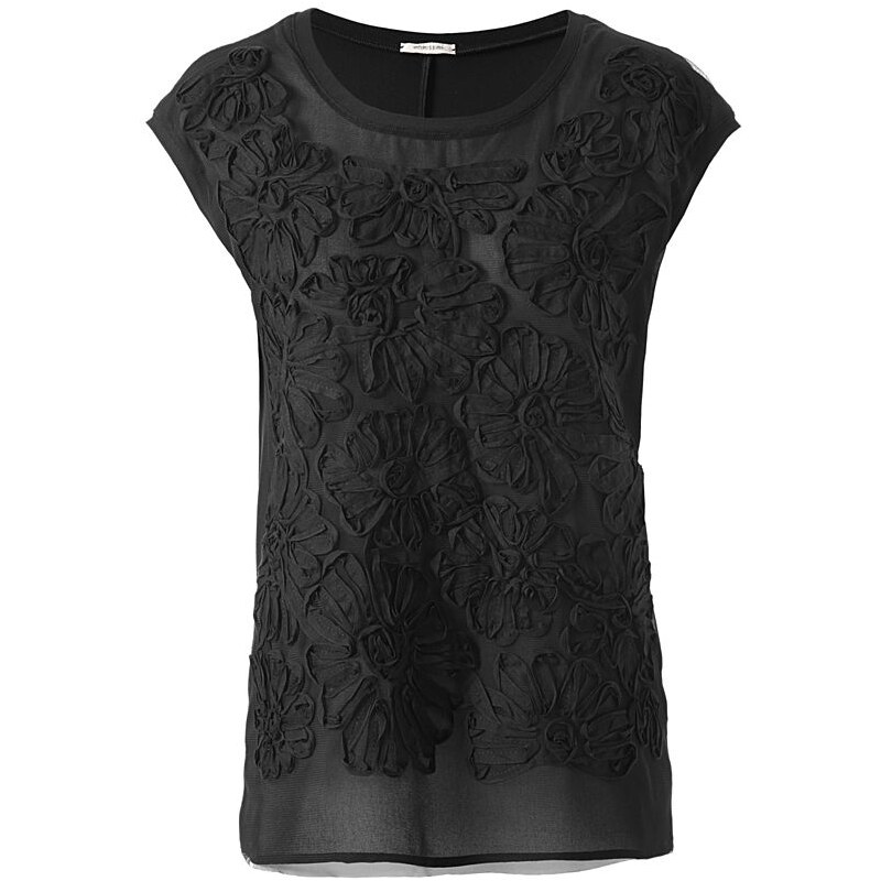 Intimissimi Short-Sleeve Top with Embroidered Daisies