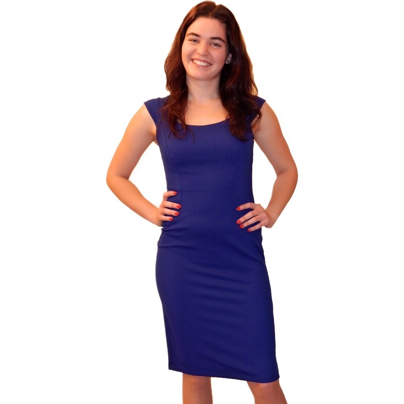 numoco Dámské společenské šaty s krátkým rukávkem modré