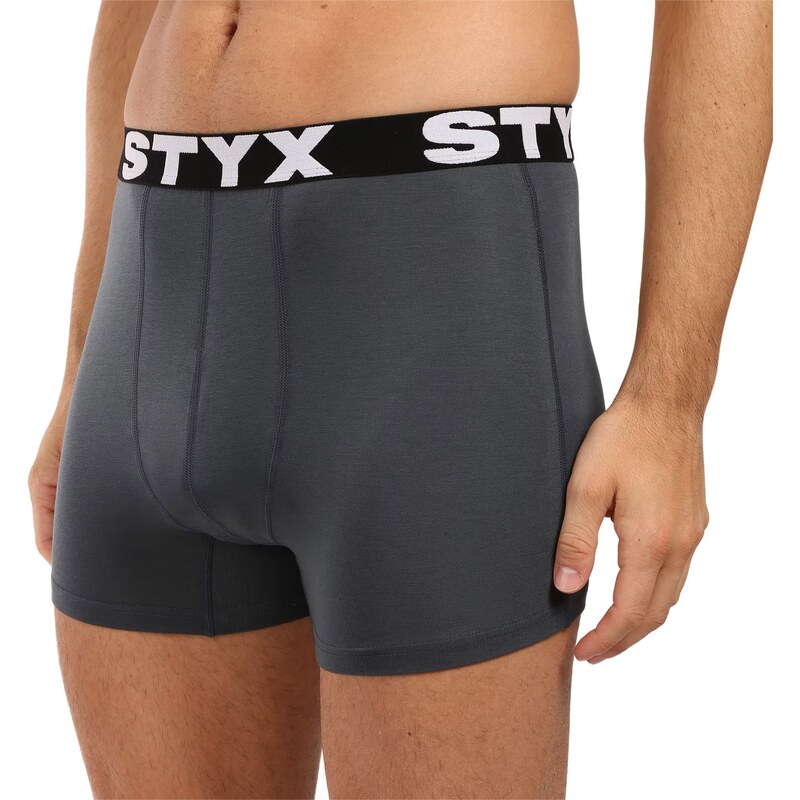 Pánské merino boxerky Styx sportovní guma šedé (GT1163) 117566308