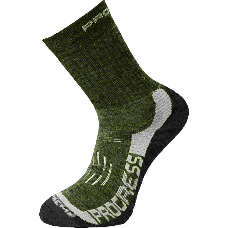 Zimní merino turistické ponožky PROGRESS X-treme khaki/šedá 117114247