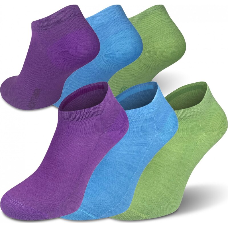 Letní merino ponožky NORTHMAN 3-pack fialová, zelená, modrá 118572496