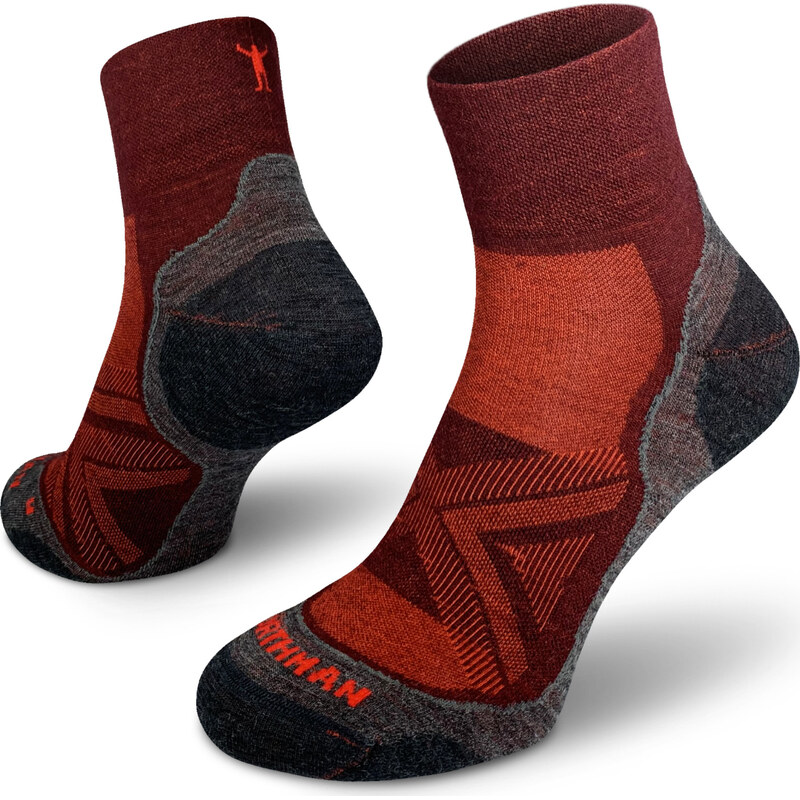 Bežecké merino ponožky NORTHMAN PRO Mid červené 117130625