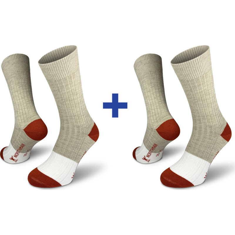 Merino ponožky NORTHMAN Narvik 2-pack béžová 117225730