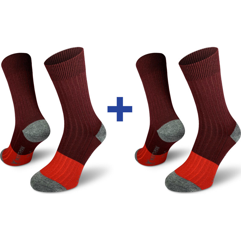 Merino ponožky NORTHMAN Narvik 2-pack vínová 117225732
