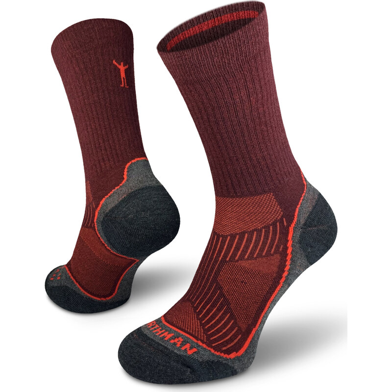 Turistické merino ponožky NORTHMAN Trek Silver Light vínová 117225775