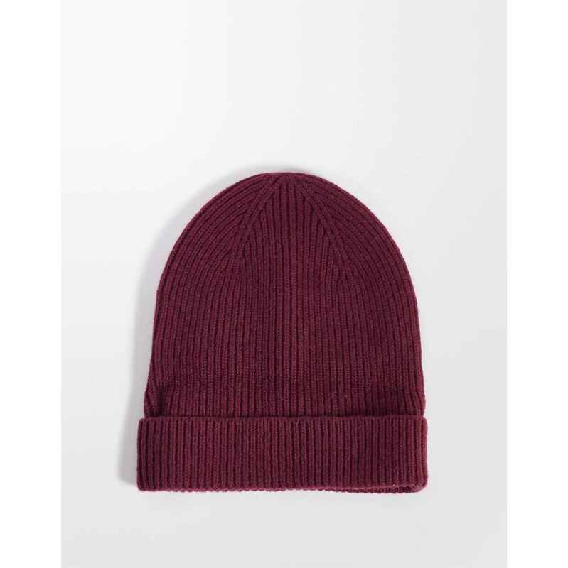 Selected 100% merino wool sailor beanie in burgundy-Red 118694795
