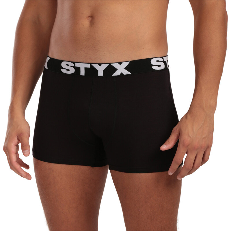 Pánské merino boxerky Styx sportovní guma černé 118675156
