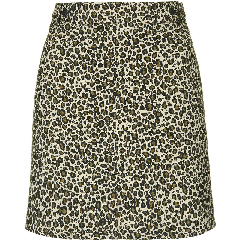 Topshop Jacquard Leopard Print Skirt