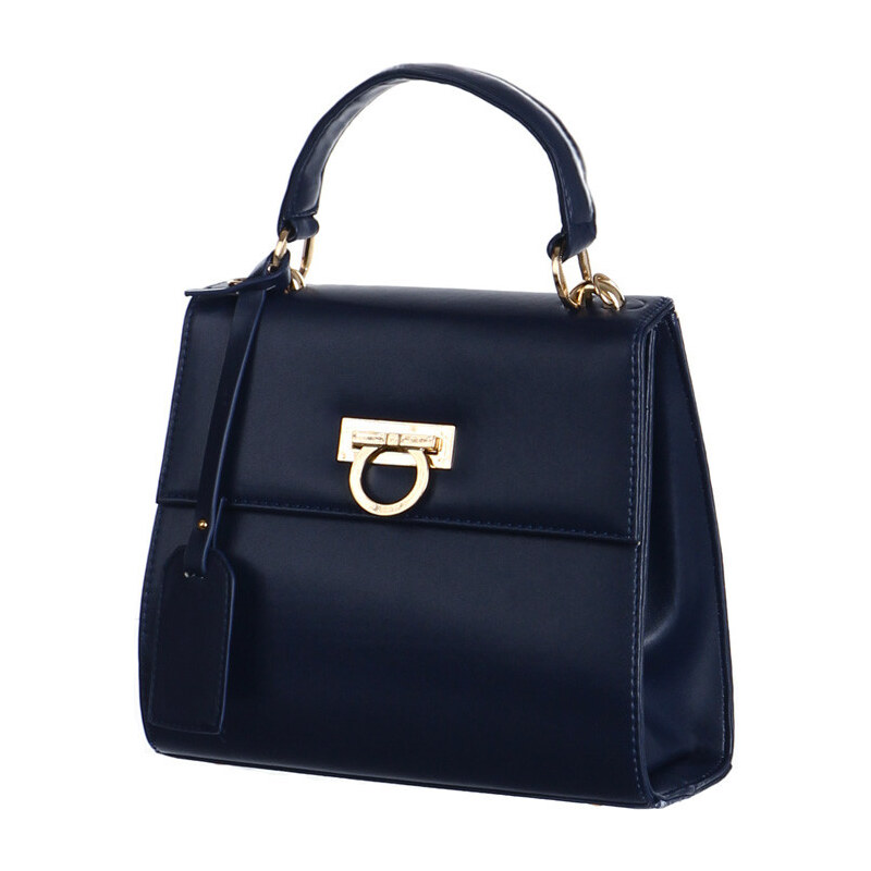 TopMode Luxusní kabelka se zlatou přezkou modrá