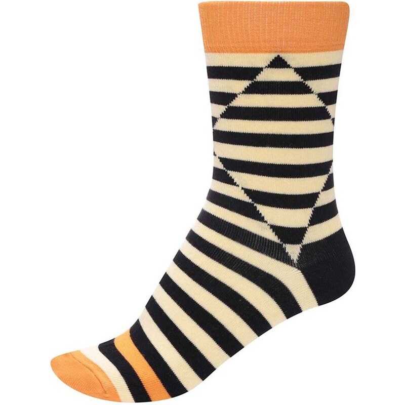 Černo-žluté unisex pruhované ponožky s oranžovým detailem Ballonet Socks Optic