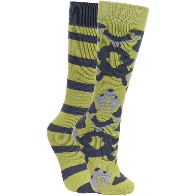 Trespass Dětský set 2 párů lyžařských ponožek - hnědo-žlutý