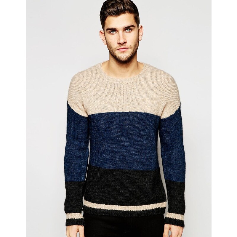 HUSH HUSH Dvoubarevný pletený svetr