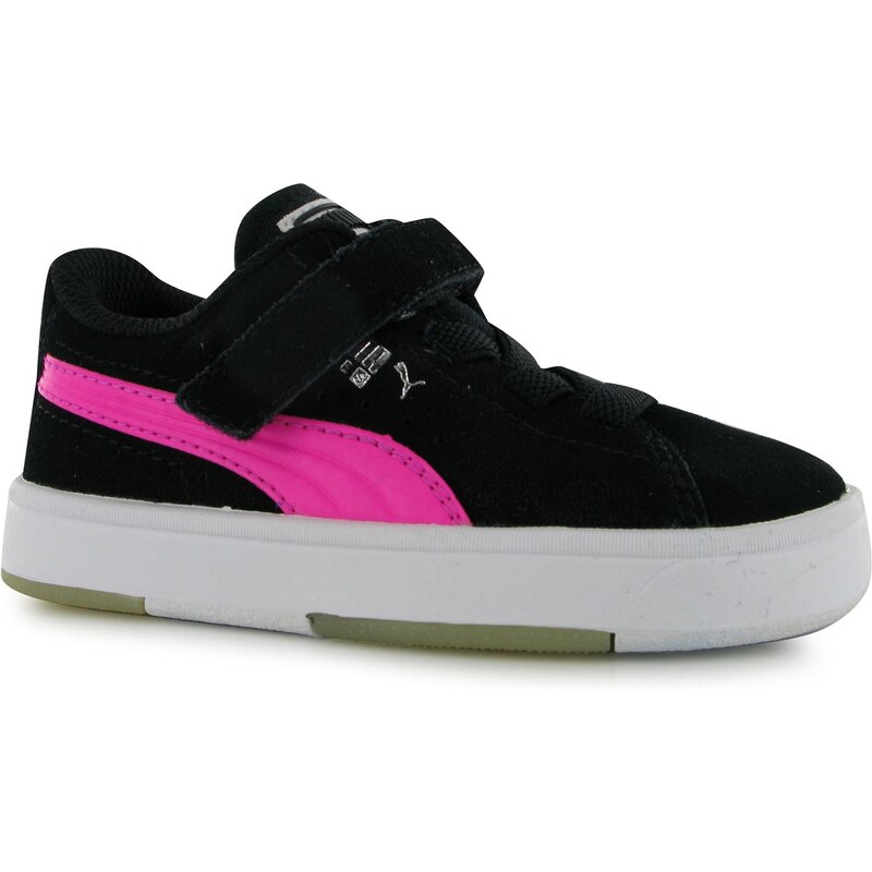 Puma Suede S Infant Girls Trainers Black/Pink