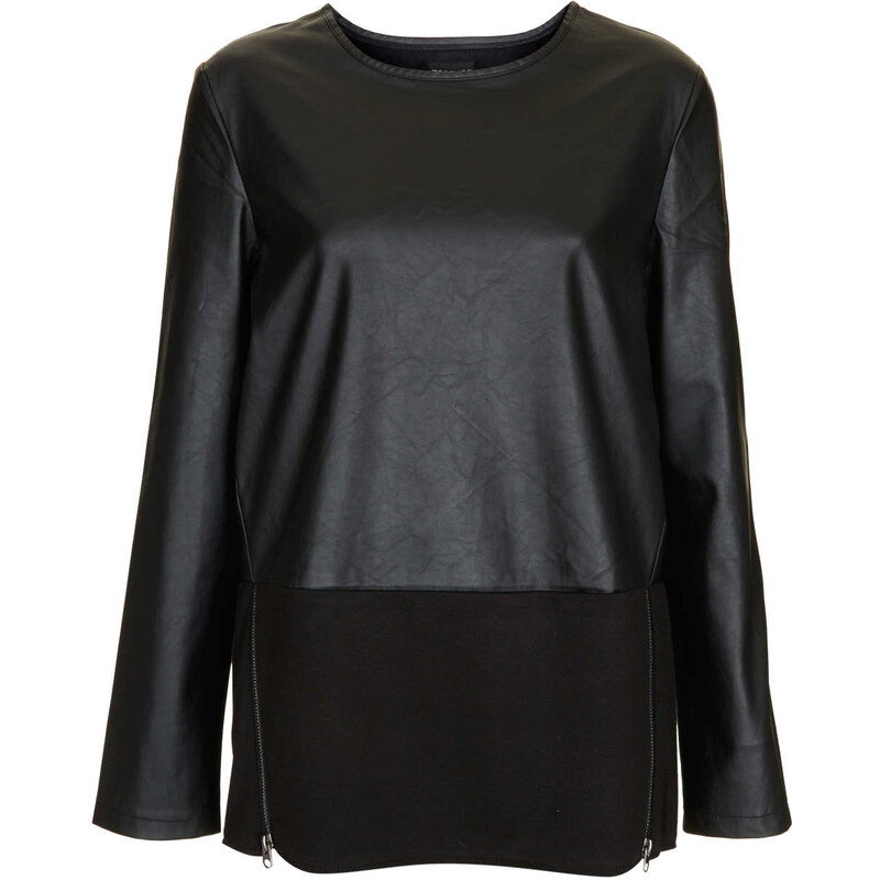 Topshop Fabric Mix Sweater with Zips