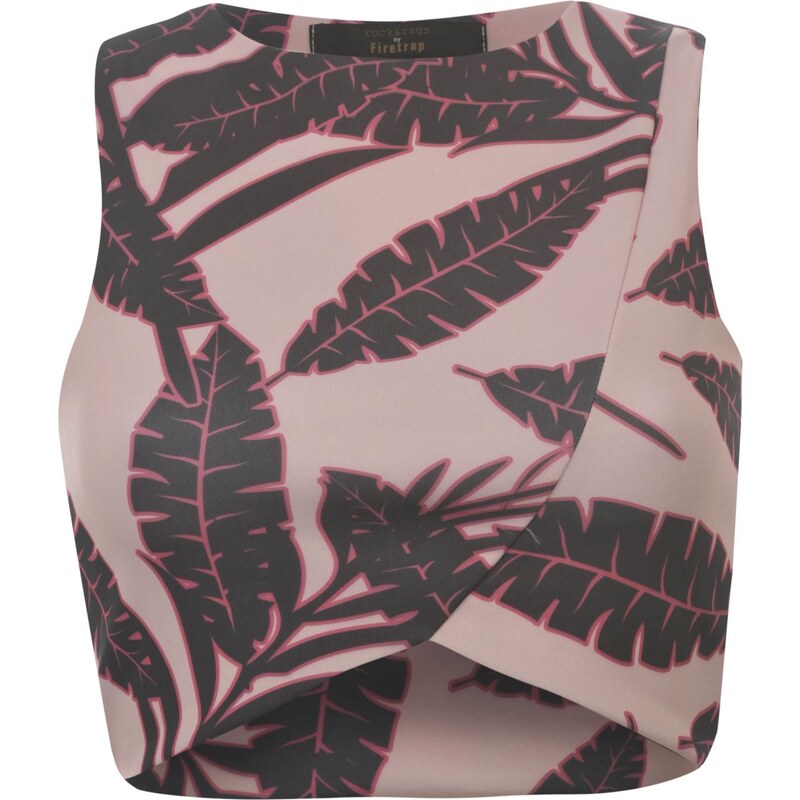 Rock and Rags Leaf Wrap Crop Top, pink print