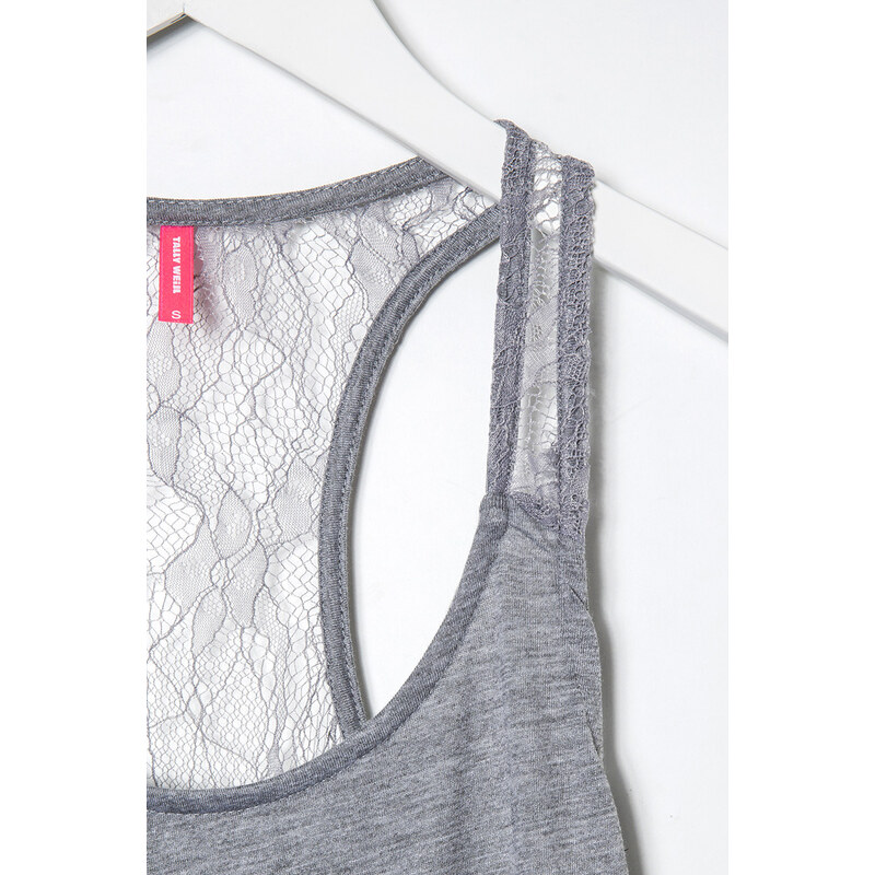Tally Weijl Grey Vest Top with Lace Back