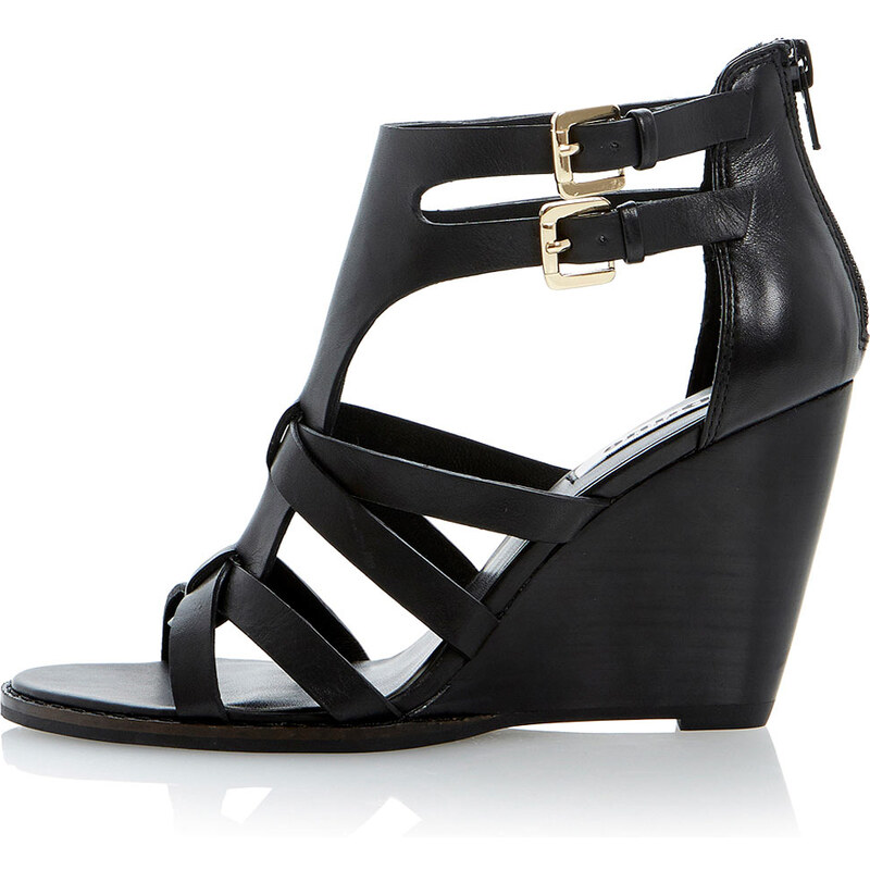 Topshop **Gerad Double Buckle Cage Effect Wedge Sandals by Dune