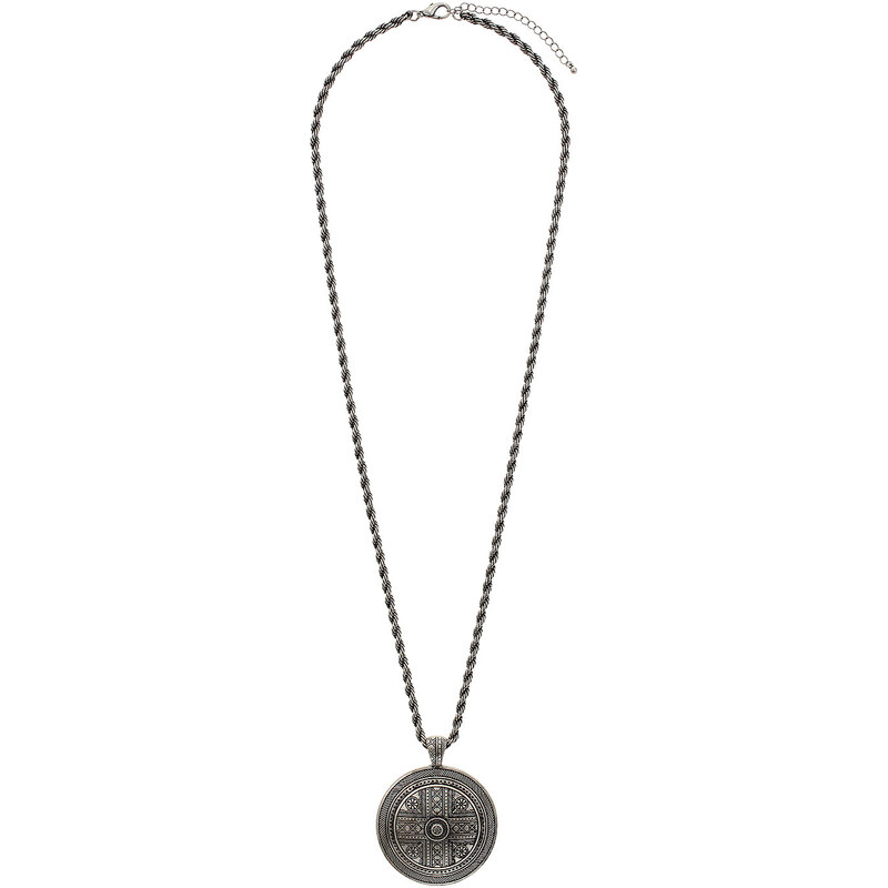 Topshop Engraved Disc Twisted Chain Necklace