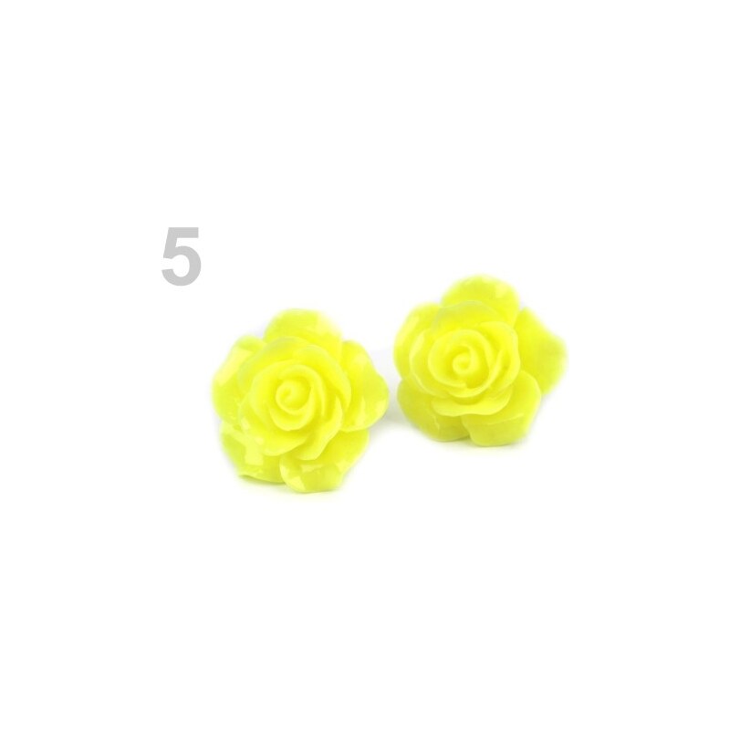 Stoklasa Náušnice plastové růže (1 pár) - 5 žlutá neon