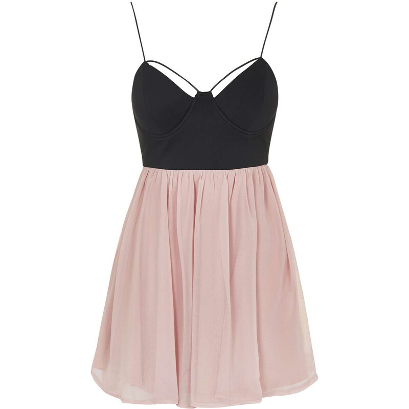 Topshop **Strappy Bustier Contrast Mini Dress by Rare