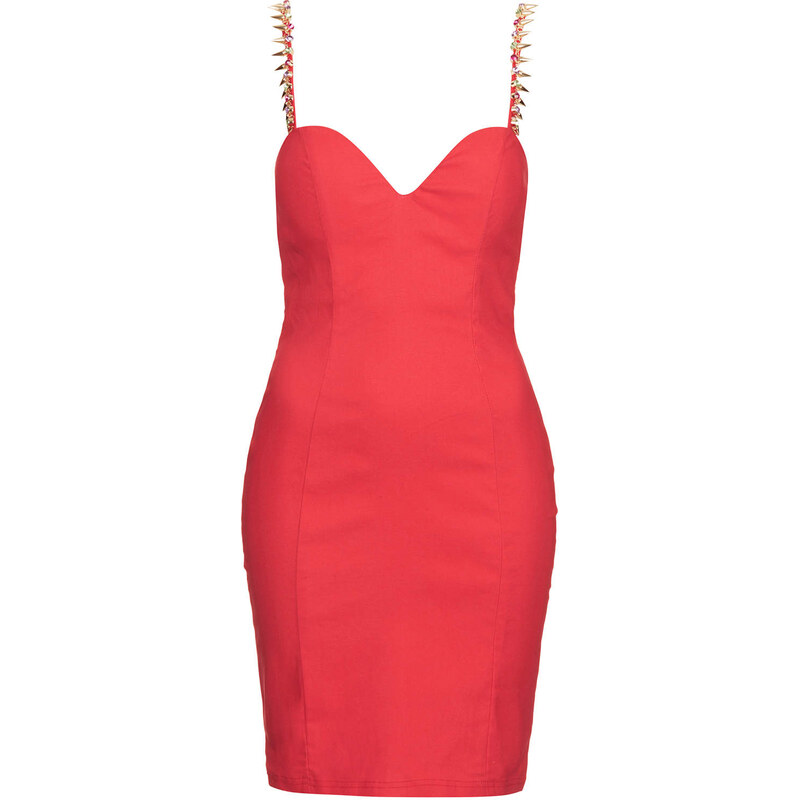 Topshop **Coral Stud Strap Sweetheart Bodycon Dress by Rare