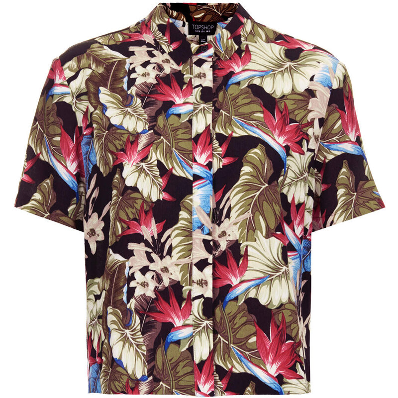 Topshop Bright Leaf Printed Shirt