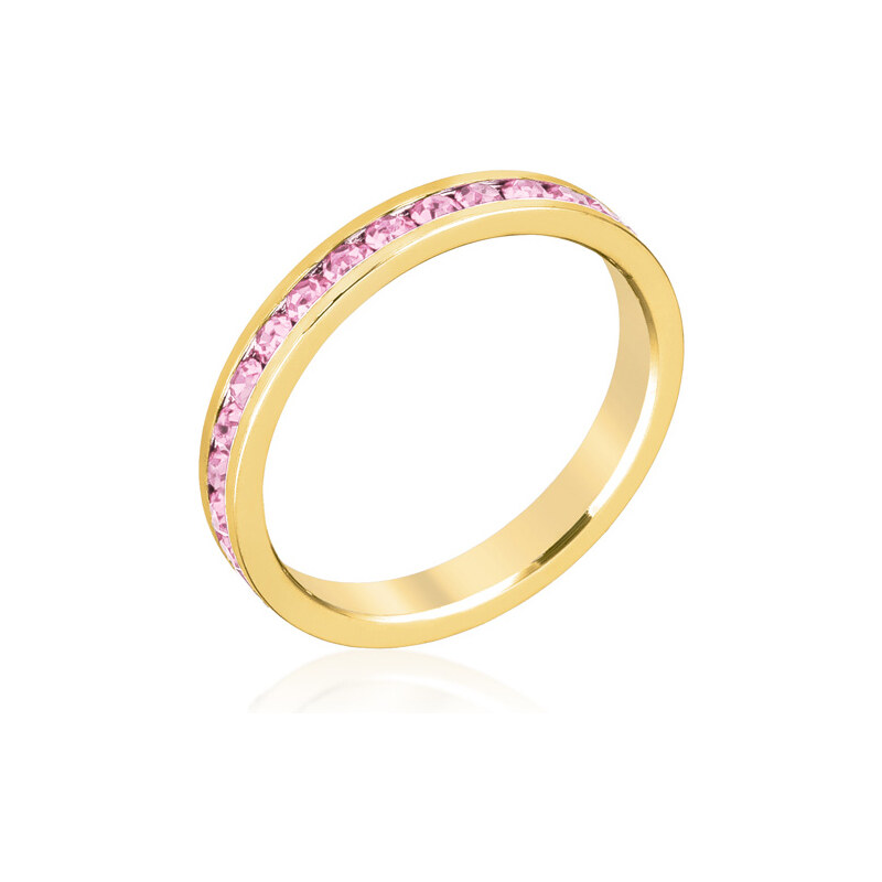 LYRA Prsten s růžovými Swarovski krystaly R01147G-C12
