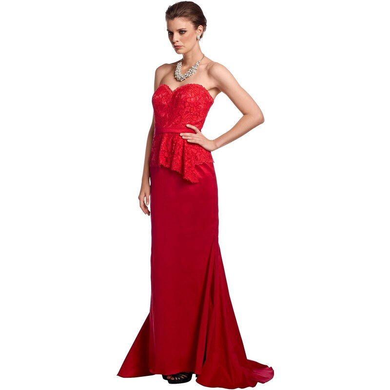 Dlouhé korzetové červené šaty APART (vel.40 skladem) 40 červená SKLADEM, dopravné zdarma!