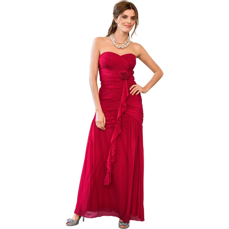 Dlouhé korzetové červené šaty APART (vel.42 skladem) 42 červená Dopravné zdarma!