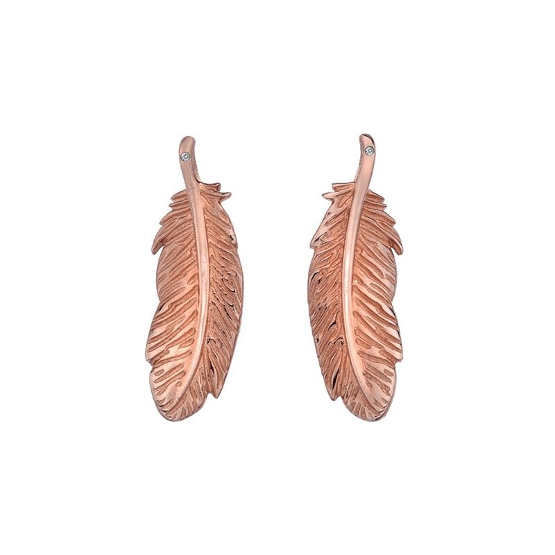 Hot Diamonds Náušnice Feather Rose Gold DE368