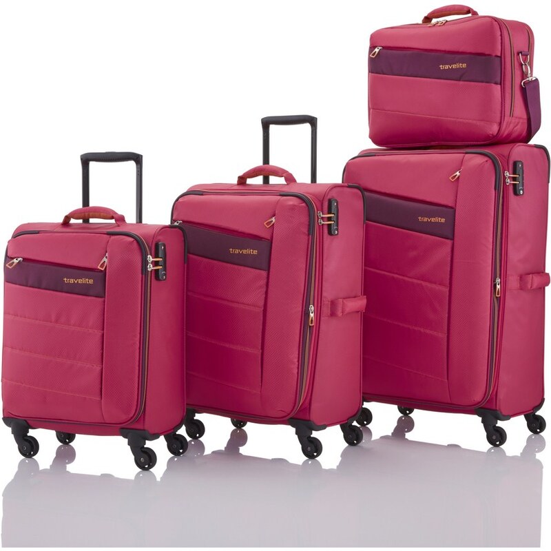 Travelite Kite 4w S,M,L Pink – sada 3 kufrů + BB