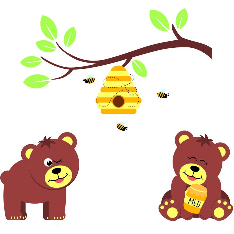 Housedecor Samolepka na zeď Medvídci a včelky