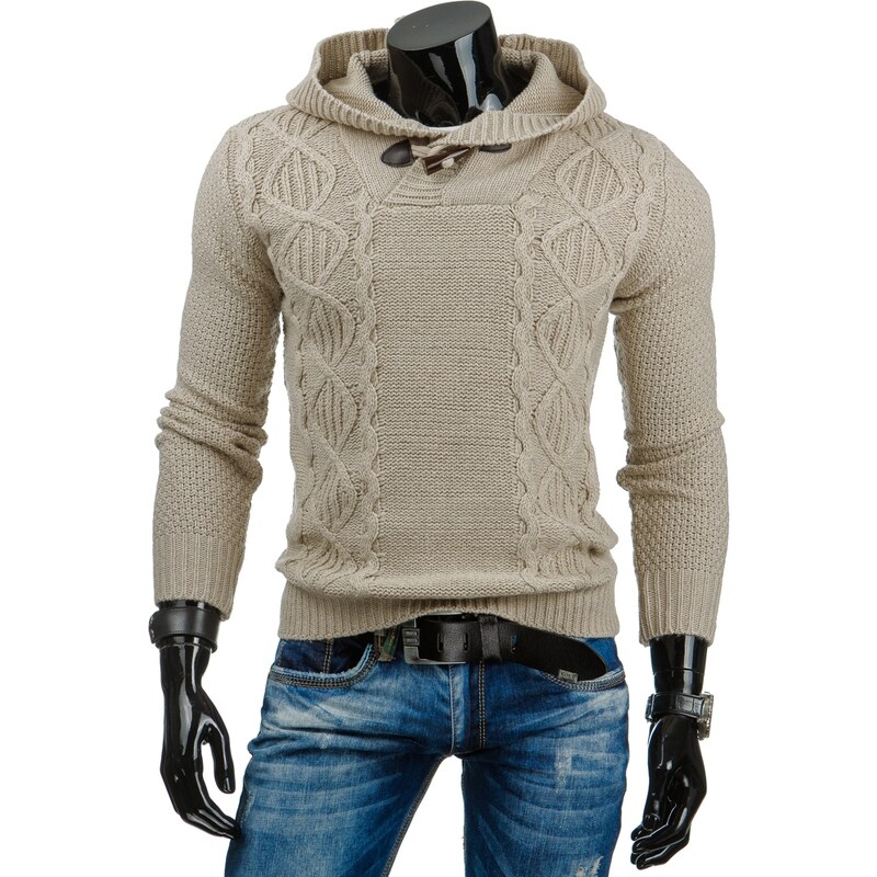 streetIN Béžový pánský svetr s kapucí Velikost: XL