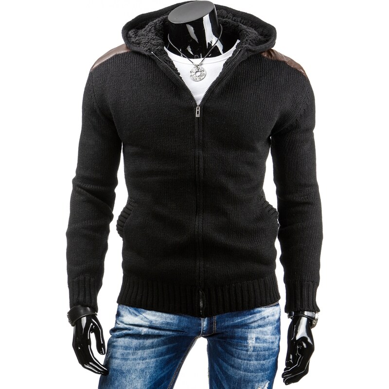 streetIN Černý teplejší pánský svetr s kapucí Velikost: 2XL