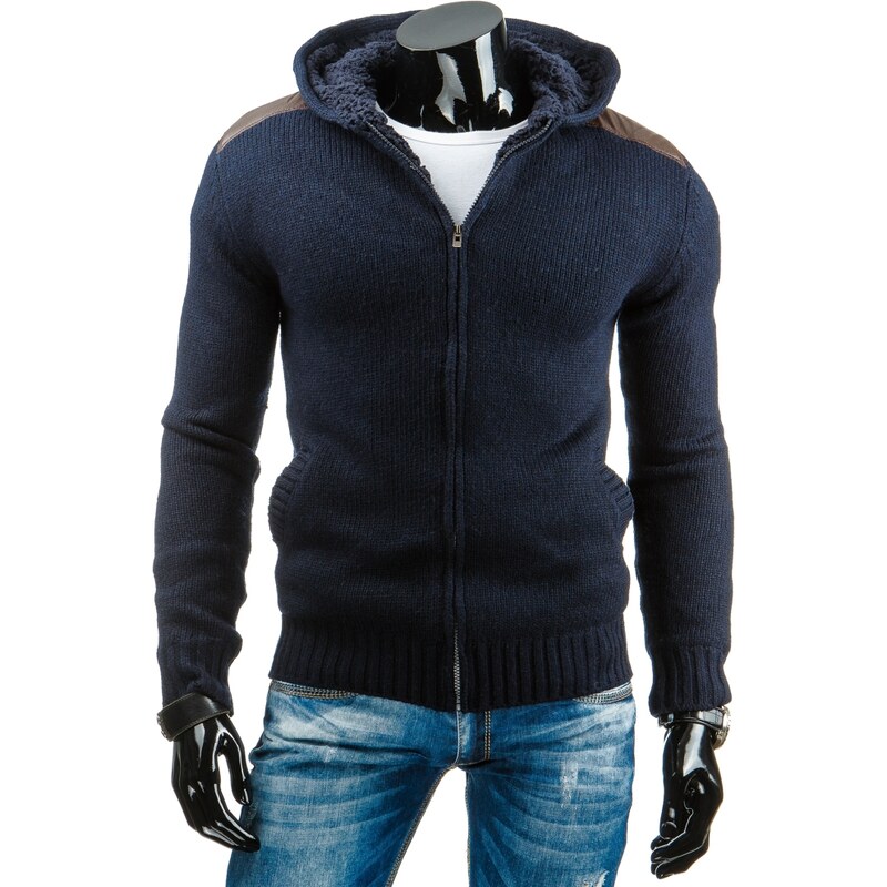 streetIN Modrý teplejší pánský svetr s kapucí Velikost: 2XL