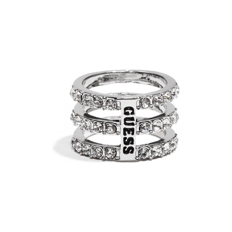 GUESS GUESS Silver-Tone Logo Multi-Row Ring - silver