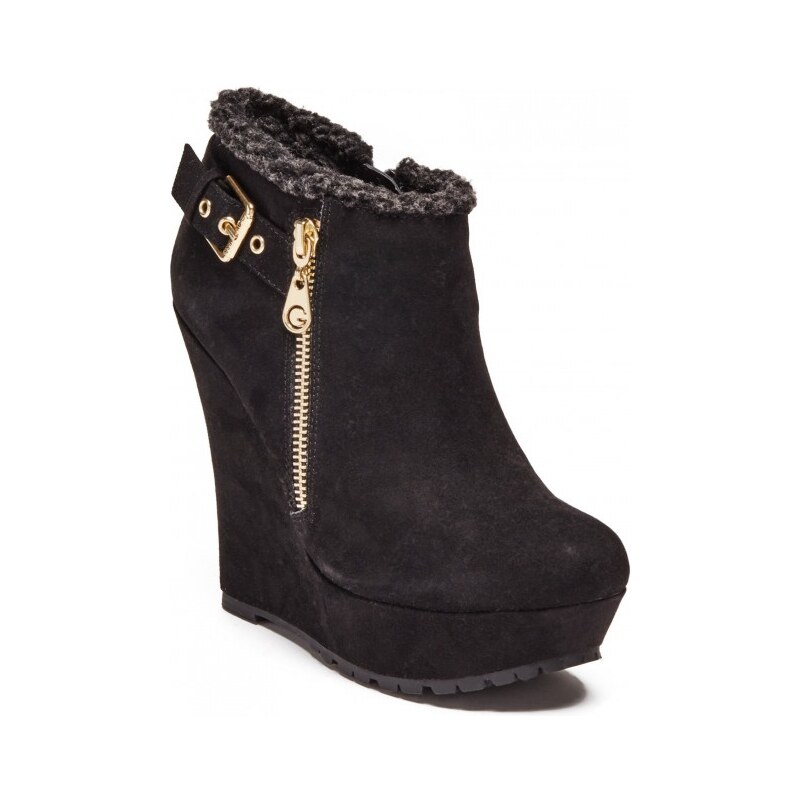 GUESS GUESS Poet Wedge Booties - black fabric