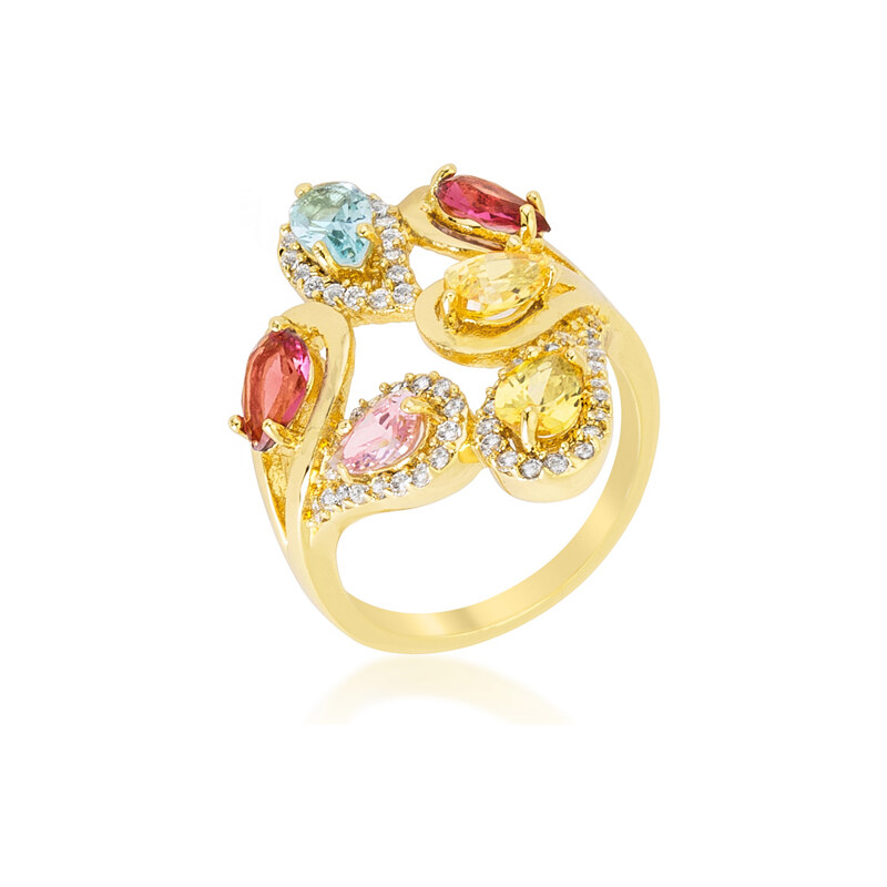 LYRA Prsten s vícebarevnými Zirkony R08385G-V01
