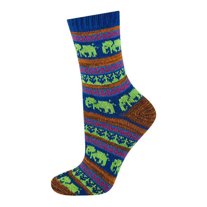 SOXO Dámské modro-zelené pletené ponožky Colorful Socks