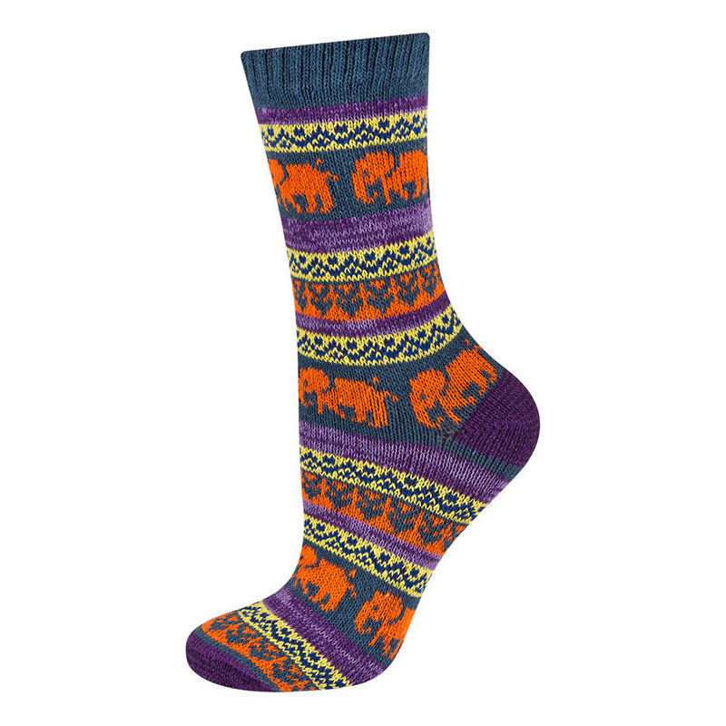 SOXO Dámské modro-oranžové pletené ponožky Colorful Socks