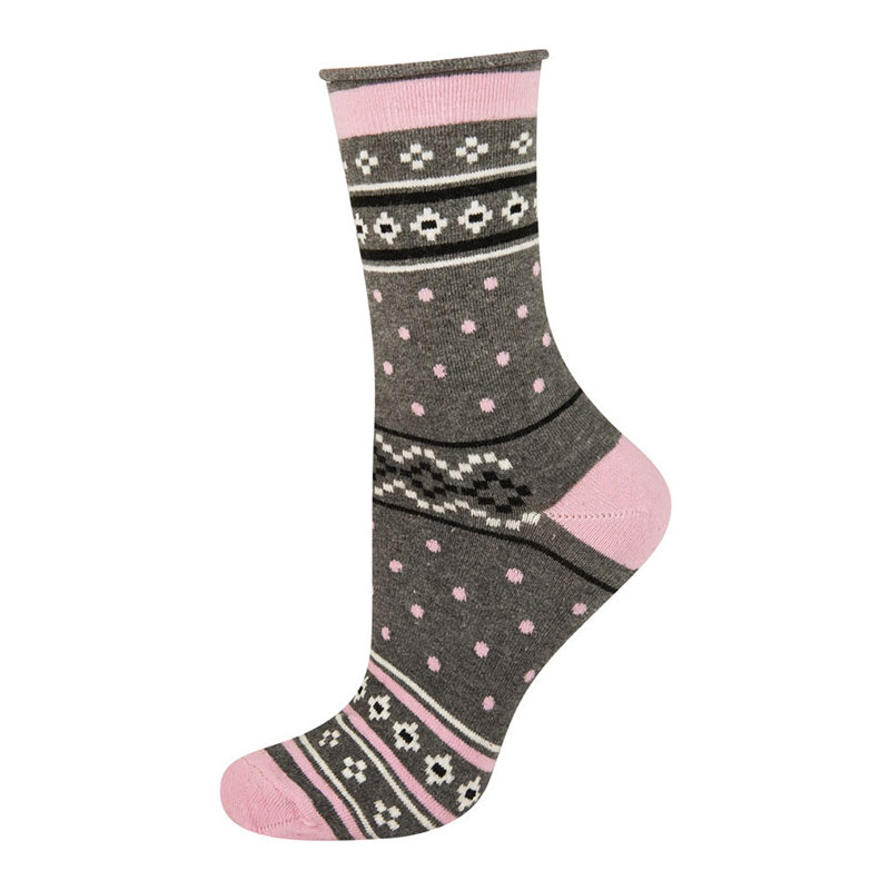 SOXO Dámské šedo-růžové ponožky Nasta