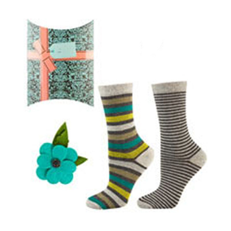 SOXO Dámske zelené ponožky + brož v dárkovém balení