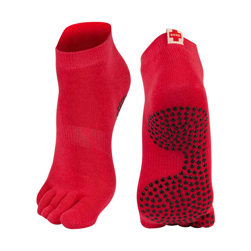 SOXO Dámské červené protiskluzové ponožky Yoga Socks