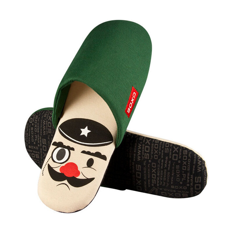 SOXO Pánské zelené pantofle Mr Face