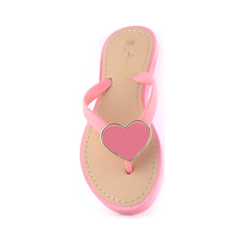 Růžové sandálky s lesklým srdíčkem Heart
