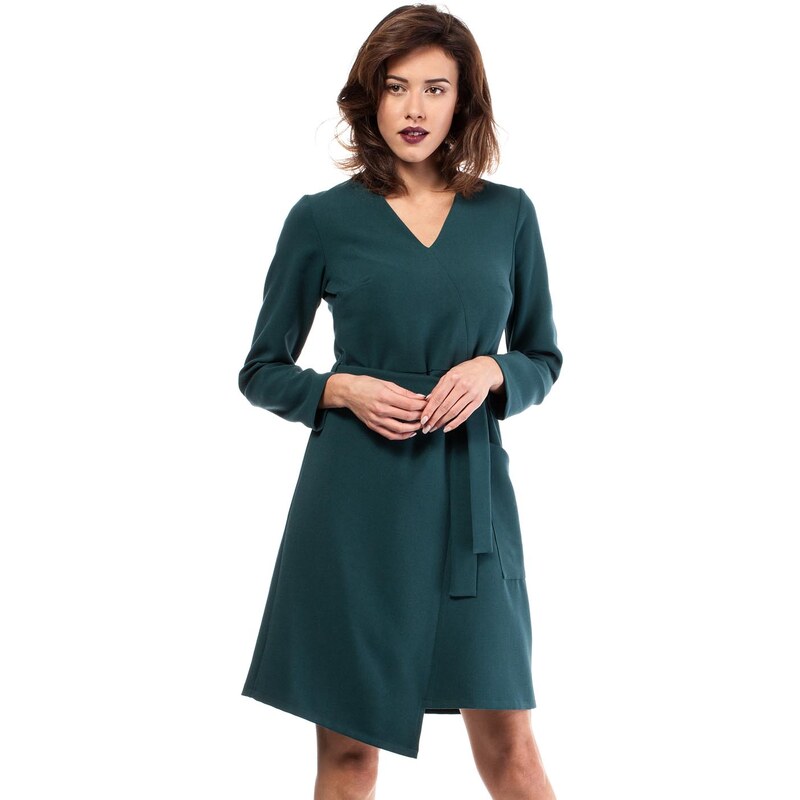BeWear Tmavě zelené šaty BW042